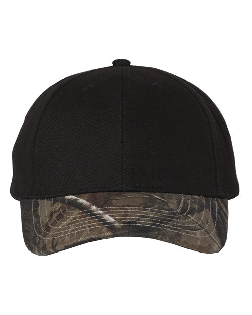 Solid Crown with Camo Visor Cap