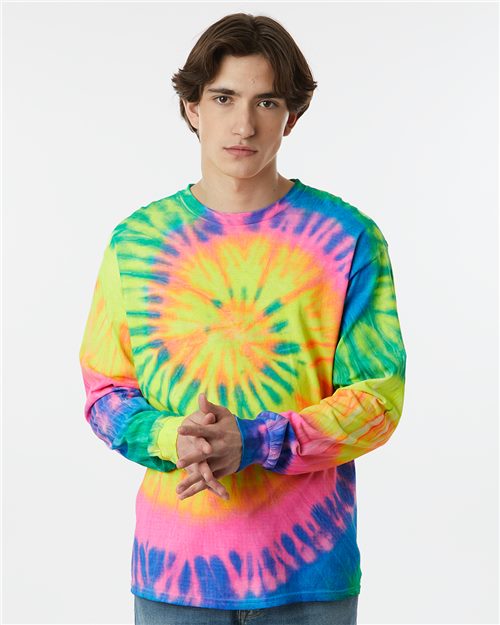 Multi-Color Spiral Tie-Dyed Long Sleeve T-Shirt