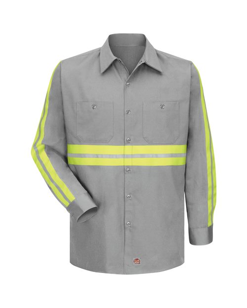 Enhanced Visibility Long Sleeve Cotton Work Shirt - Tall Sizes