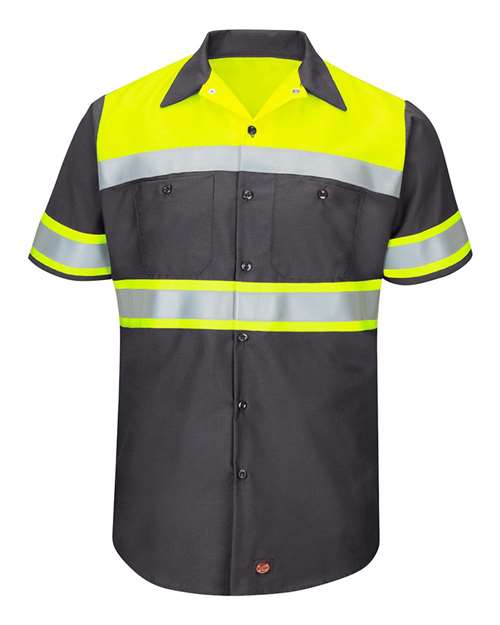 Hi-Visibility Colorblock Ripstop Short Sleeve Work Shirt - Tall Sizes