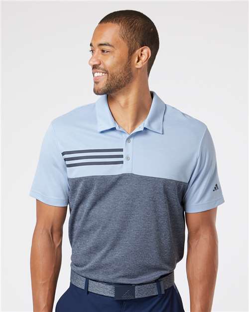 Heathered Colorblocked 3-Stripes Polo